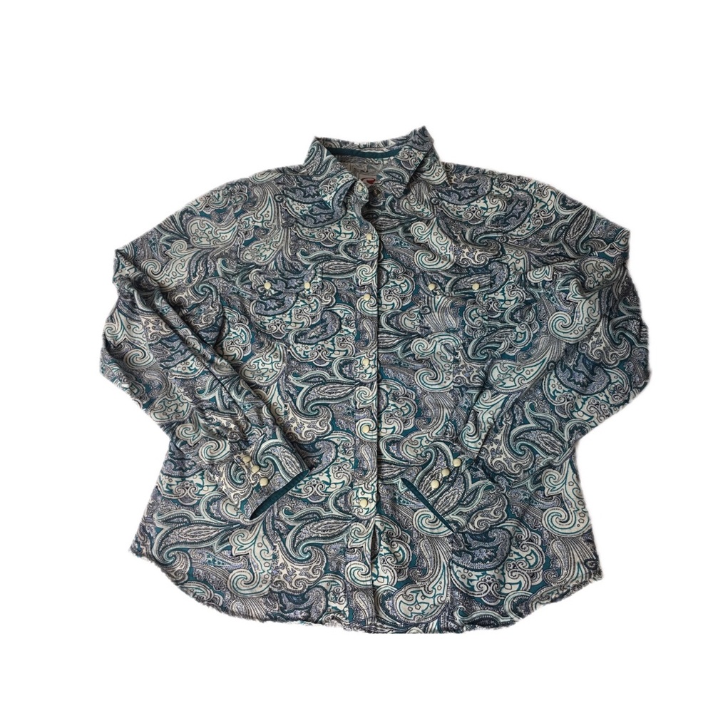 Roper Western Pailsy Print Cowboy Button Down Shirt